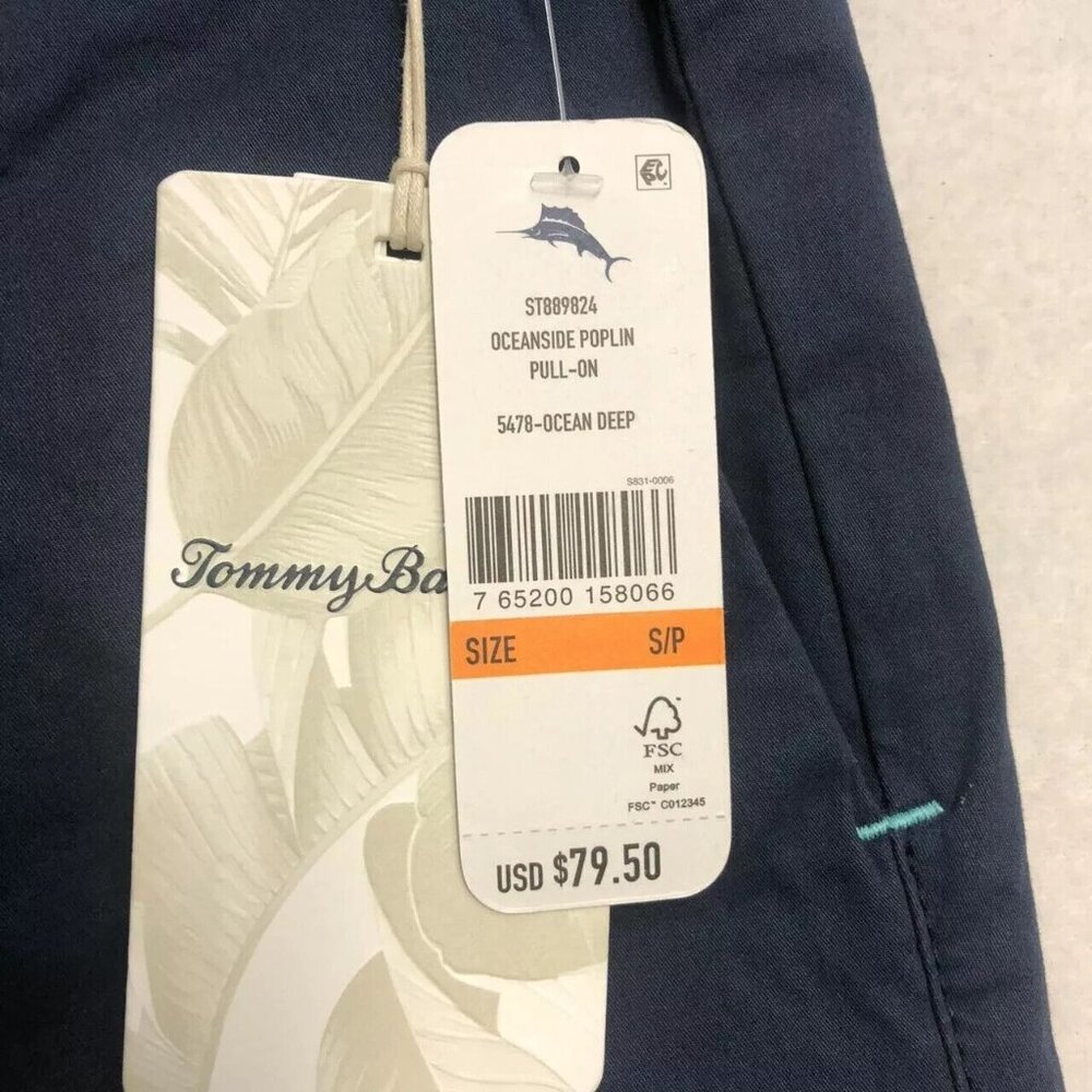 Tommy Bahama Mens Small Navy Oceanside Poplin Elastic Waist 8" Inseam Shorts - Picture 7 of 7